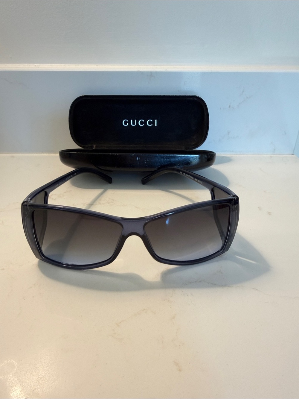 Gucci Women's Black Frame Gray Gradient Lens Sunglasses